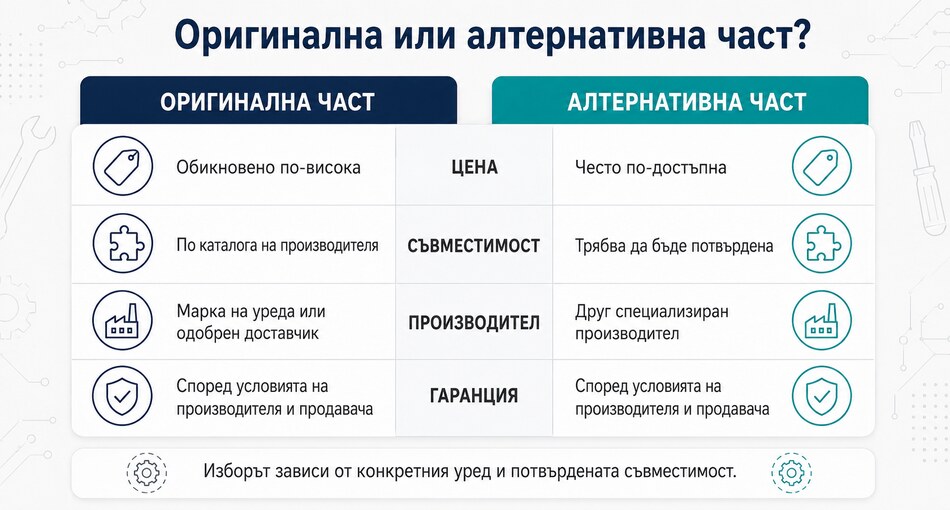 Чек-лист с необходимата информация за подбор на резервна част